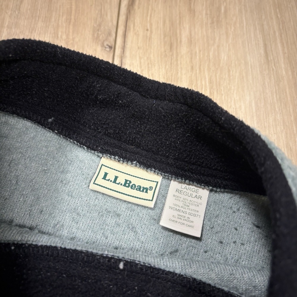 Vtg Ll Bean Womens Sherpa Teddy Pullover Mock Neck Large Sweater Light Green - Picture 3 of 7